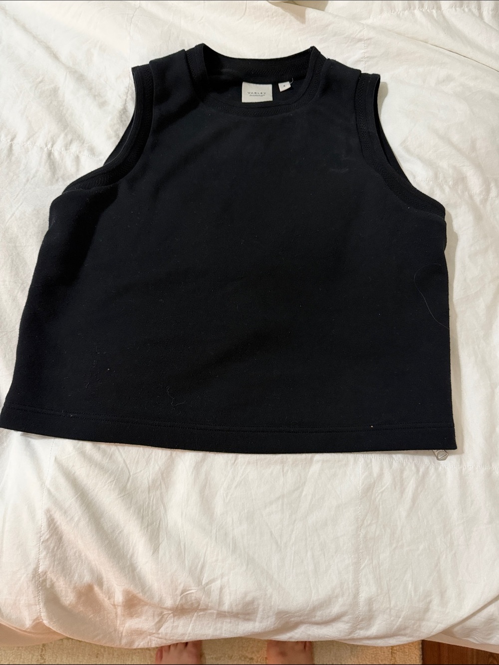 Varley Black Cropped Ribbed Tank